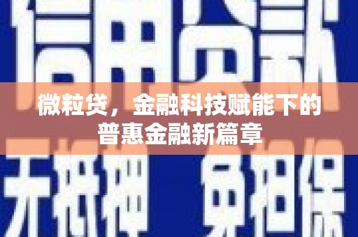 兰州微粒贷，金融科技赋能下的普惠金融新篇章