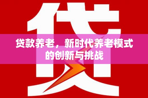 兰州贷款养老，新时代养老模式的创新与挑战