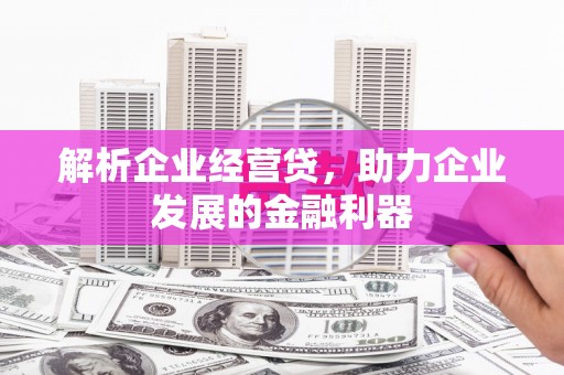 兰州解析企业经营贷，助力企业发展的金融利器