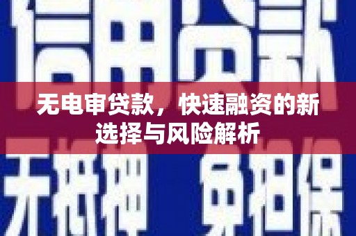 兰州无电审贷款，快速融资的新选择与风险解析