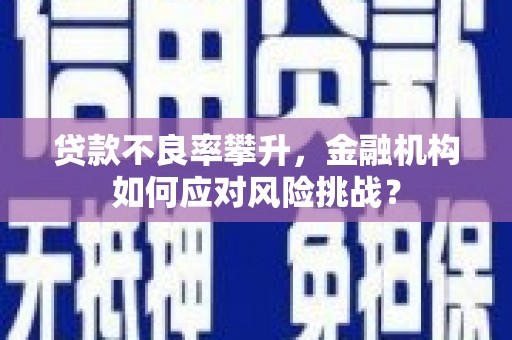 兰州贷款不良率攀升，金融机构如何应对风险挑战？