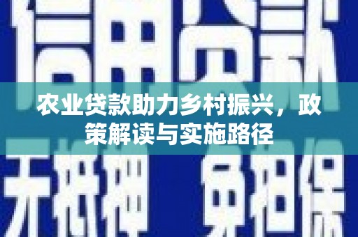 兰州农业贷款助力乡村振兴，政策解读与实施路径
