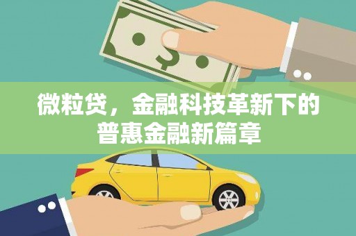 兰州微粒贷，金融科技革新下的普惠金融新篇章