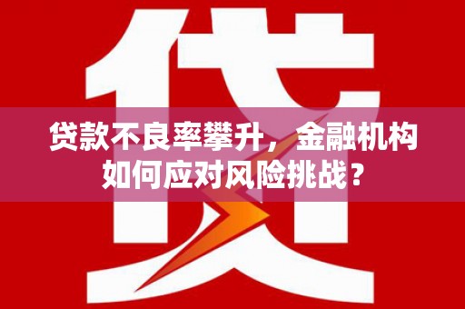 兰州贷款不良率攀升，金融机构如何应对风险挑战？