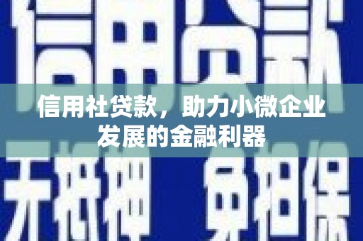 兰州信用社贷款，助力小微企业发展的金融利器