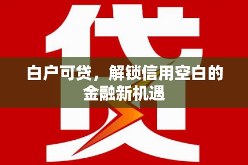 兰州白户可贷，解锁信用空白的金融新机遇